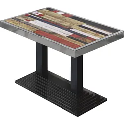 BPY | Bistro Tisch | 110 x 60 x 81 cm | Quadratisch | Chromrahmen | Vintage Bunt / Schwarz