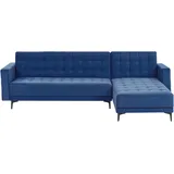 Beliani Modul Eckschlafsofa 4-Sitzer ABERDEEN Samtstoff Blau linksseitig