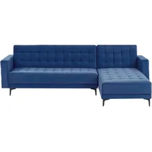 Beliani Modul Eckschlafsofa 4-Sitzer ABERDEEN Samtstoff Blau linksseitig