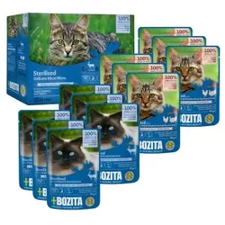 BOZITA Nassfutter Katze Sterilised Häppchen in Sauce mit Fleisch Multibox 12x85 g