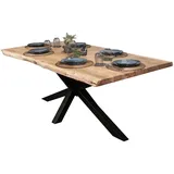 Sam Esstisch Baumkante massiv Akazie Natur 200 x 100 Spider-Gestell schwarz CALI