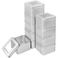 Kurtzy Silber Metalldosen mit Deckel (10er Pack) 9x9xH5,7cm Kleine