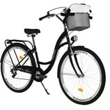 MILORD BIKES Cityrad Milord City Fahrrad Korb Damenfahrrad, 28/26 Zoll, Schwarz, 7-Gang, 7 Gang, Kettenschaltung schwarz