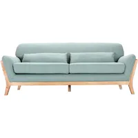 Sofa skandinavisch 3 Plätze Lagunenblau Holzbeine YOKO