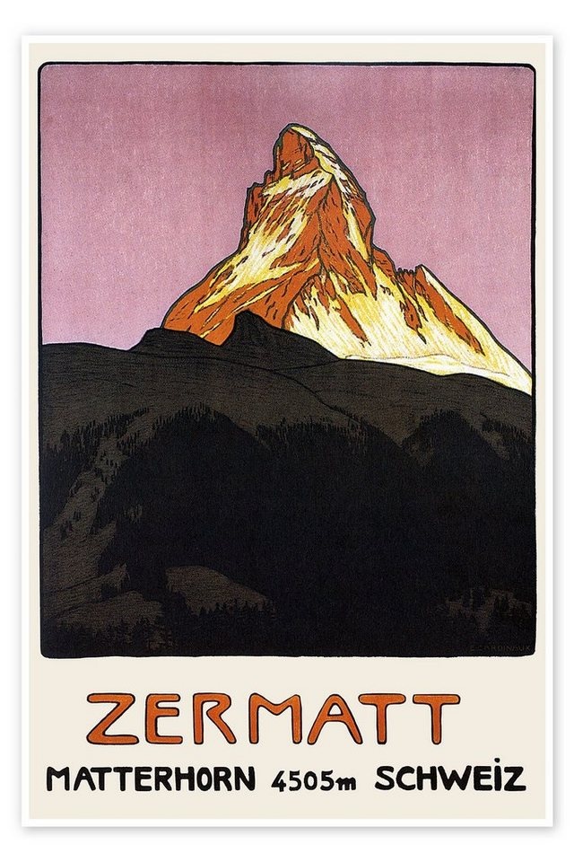 Posterlounge Poster Vintage Travel Collection, Zermatt, Vintage Illustration 20 cm x 30 cm