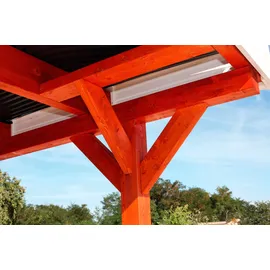 SKANHOLZ Doppel-Carport Spessart 6,11 x 6,04 m lasiert/braun inkl. Regenrinne/Pfostenanker