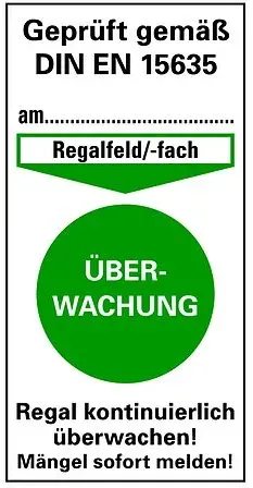 Prüfplaketten für Regale gem. DIN EN 15635, verschiedene Ausführungen, 80 x 40 mm, 50 Stück (Ausführung: Nacharbeit (orange))