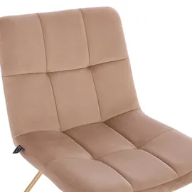 Svita Loungesessel Cocktailsessel Clubsessel Polsterstuhl ohne Armlehnen Goldene Beine Samt-Polster Beige,