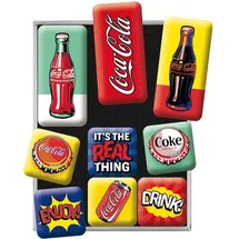 Nostalgic Art Nostalgic-Art Retro Kühlschrank-Magnete, 9 Stück, Coca Cola – Pop Art