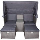 Lomadox Relax-Lounge inklusive Hocker, Beistelltisch & Sonnendach GAZA-120 grau, b/h/t: ca. 170/170/139 cm grau