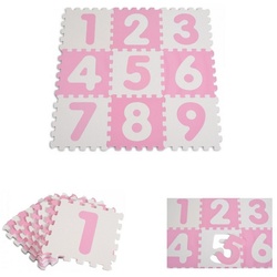 Moni Spielmatte Puzzlematte 9-teilig, Zahlen 1001B3 Puzzleteppich Teilegröße 32 x 32cm rosa