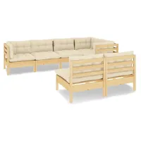 vidaXL Garten-Lounge-Set 7-tlg. creme Kiefer
