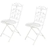 Hti-Living Romantic Garden Klappstuhl 38 x 38 x 0 cm weiß 2 St.