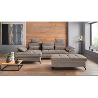 Places of Style Ecksofa Costello, mit Sitztiefenverstellung und Armlehnfunktion, incl. 3 Nierenkissen, beige