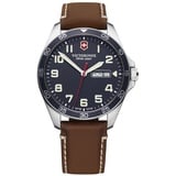 Victorinox Field Watch Herren-Armbanduhr Analog Quarz mit Lederarmband V241848, Braun, Armband