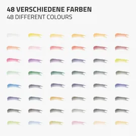 ECD Germany Aquarellfarben Set 48 Farben in Tragbarer Box, Vollaquarell Palette