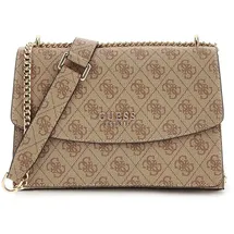GUESS Schultertasche Calista Convertible Xbody Flap Bag Latte Logo