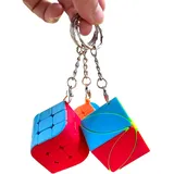Yealvin Zauberwürfel Schlüsselanhänger Set 3 Stück Speed Cube Set Skew Ivy Cube 3x3 Kleine Steamed Brötchen Zauberwürfel und 3x3 Zauberwürfel Firmengeschenke Kindergeburtstag