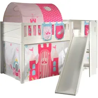 58 aufm Kessel Kinderbett Karyl 90 x 200 cm Kiefer massiv weiß Textilset Princess