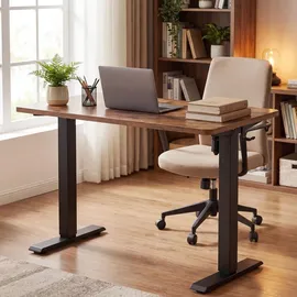 VASAGLE Schreibtisch Höhenverstellbar Braun