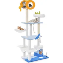 Goplus Kratzbaum mit Meeresmotiven 3 Hängekugeln blau