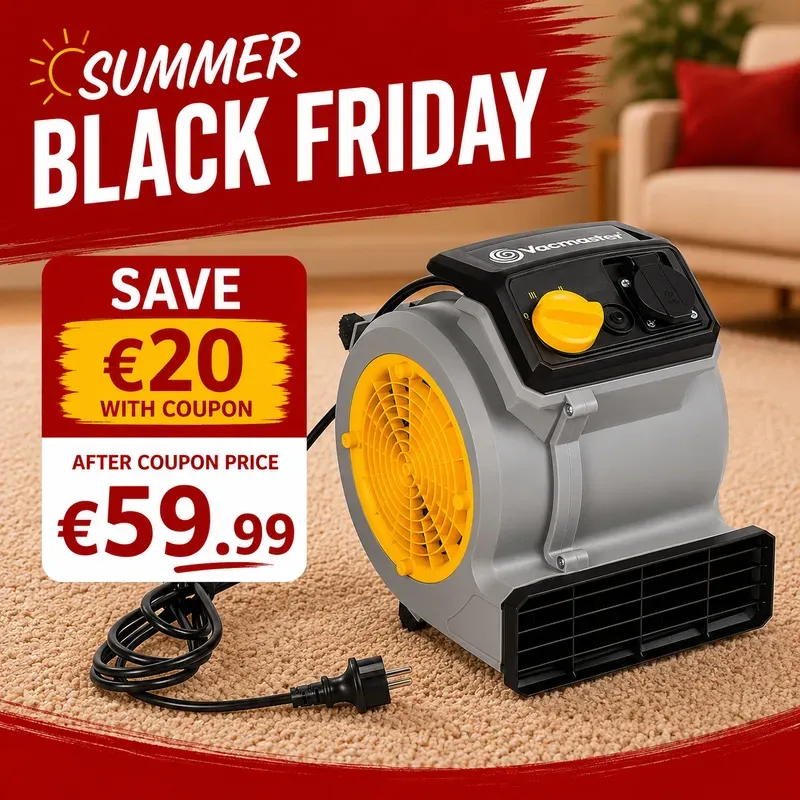 [Summer Deals] Vacmaster AM1202 Luftumwälzer 124W, 3-Stufen Bodenventilator mit 245L/s Luftstrom, Neigbar, bis zu 12 Geräte Reihenschaltung, zum Trocknen, Kühlen & Belüften