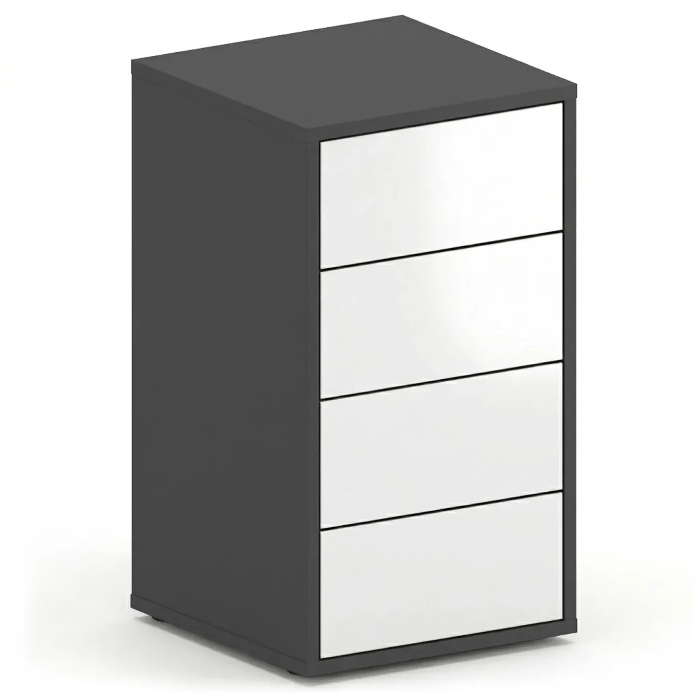 Büro-Beistellcontainer FUTURE, 4 Schubladen, 400 x 400 x 710 mm, Weiß/Graphit