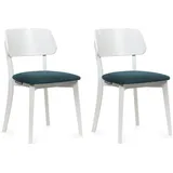 KONSIMO® Holzstuhl VINIS Esstischstühle, Skandi-Stil, hergestellt in der EU (Set, 2 St), Gestell aus Massivholz, Velour-Sitz blau