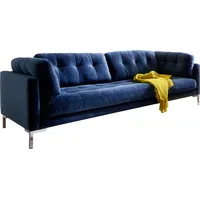 3-Sitzer TRENDS BY HG "LANDAU" Sofas Gr. B/H/T: 228cm x 75cm x 92cm, Microvelours, blau in Cord-Stoff mit Metallfuß