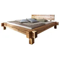 G+k möbelvertriebs-gmbh Doppelbett Bett Balkenbett 180x200cm Wildeiche massiv geölt