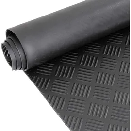 ANRO Gummimatte Riffelmatte Meterware 3mm Riffelblech Gummiläufer Riffelblechmatte als Werkstattboden, Bodenbelag, Werkbank Auflage, Gummi Matte für Anhänger, Garage Schwarz 210 x 100cm