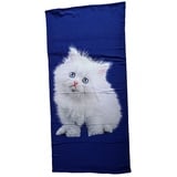 Strandtuch 70x140cm, Handtuch für Kinder und Erwachsene, Badetuch Microfaser (blau Weiss Kitten)