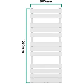 neu.haus Handtuchheizkörper Voss 1200 x 500 mm 615 W weiß Mittelventil
