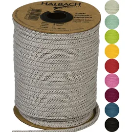HALBACH Seidenbänder Premium Papier Strickschlauch | Breite: 4mm Länge: 30m | Schlauchgarn befüllbar und reißfest, Papiergarn für Namensschilder Kinderzimmer oder zum basteln, Farbe: grau