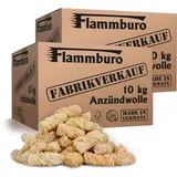 FLAMMBURO (20kg = ca. 1600 Stück) Anzündwolle für Kamin, Ofen und Grill – Ökologischer Holzanzünder, Kaminanzünder, Grillanzünder, Anzünder Holzwolle Varianten: (3kg) / (5kg) / (10kg) / (15kg)