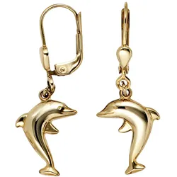 Paar Ohrhänger JOBO "Delfin", gold (gelbgold 333), Ohrringe, Damen, Gelbgold 333, 333 Gold