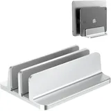 Bull-Tech Vertikaler Laptop-Ständer, verstellbar, 2 Schlitze, Aluminium, Schreibtischhalterung (bis zu 43,9 cm), passend für alle MacBook/Microsoft Surface/HP/Dell/ChromeBook/iPad und Gaming-Laptops