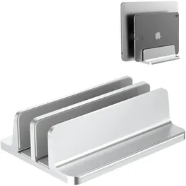 Bull-Tech Vertikaler Laptop-Ständer, verstellbar, 2 Schlitze, Aluminium, Schreibtischhalterung (bis zu 43,9 cm), passend für alle MacBook/Microsoft Surface/HP/Dell/ChromeBook/iPad und Gaming-Laptops