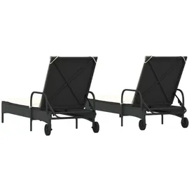 vidaXL Sonnenliege 200 x 58 x 87 cm Schwarz