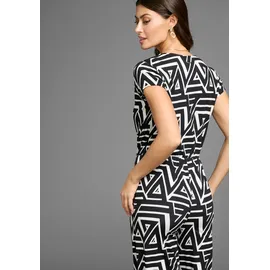 LAURA SCOTT LAURA SCOTT, Damen, Gr. 40, N-Gr, schwarz (schwarz, gemustert), Single Jersey, Obermaterial: 95% Viskose, 5% Elasthan, gemustert, figurbetont ca. Mitte Wade, V-Ausschnitt, Overalls Jumpsuit, mit V-Ausschnitt