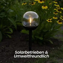 Star Trading LED-Solar-Wegleuchte 'Globe', 3er Set, weiß/schwarz