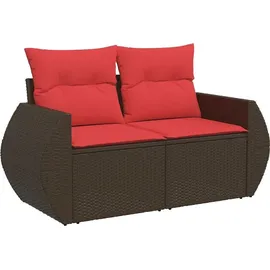 vidaXL 7-teiliges Gartensofa-Set mit Kissen, braun, Polyrattan - Braun
