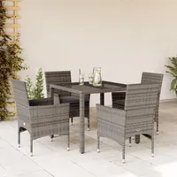 KKHOMEI Rattan Essgruppe für 4 Personen, Gartenmöbel Set 4 Stühle mit Tisch, Garten Sitzgruppe, Rattan Essgruppe, Gartengarnitur, Sitzgarnitur, Terrassenmöbel Set, Grau-123