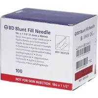 BD Blunt Fill Needle 18G x 11⁄2' – Aiguille de Transfert 1.2 mm 40 Seringue(S) 100 pc(s)