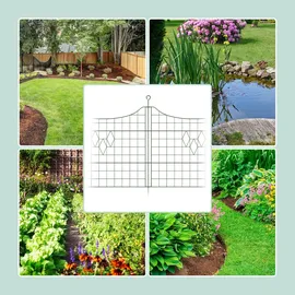 Relaxdays Teichzaun, 5 Zaunelementen dunkelgrün