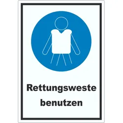 Rettungsweste benutzen Aufkleber A6 (105x148mm)
