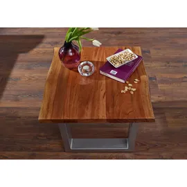 Massivmoebel24 Couchtisch Akazie Braun Walnuss 60 x 60 x 45 cm