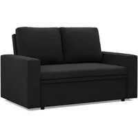 Mebligo - Sofa 2 Sitzer mit Schlaffunktion 148 x 90 x 87 cm NEO Kollektion, Sofa Klein Schlafsofa mit Bettkasten, Sofa Wohnzimmer, Sofa 2 Sitzer, Kleines Sofa schwarz