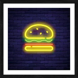 Gerahmtes Bild NEON HAMBURGER - bunt