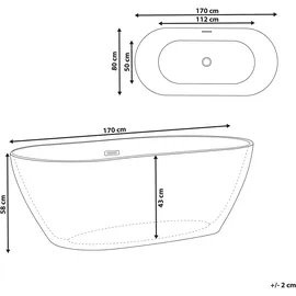 Beliani Carrera freistehende Badewanne 80 x 170 cm (201 l)